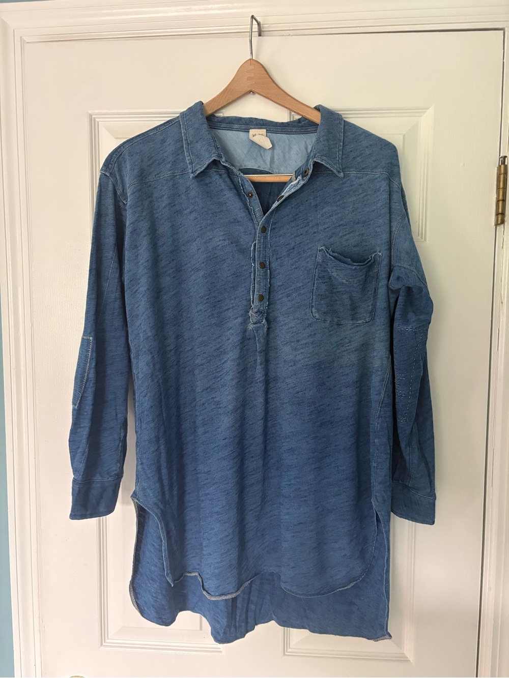 We The Free Raw Trim Detail Long-Sleeve Henley Shirt Tunic